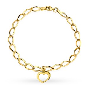 Bransoletka złota długie ogniwa i serduszko próba 585