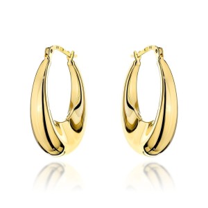 Kolczyki złote klasyczne owale próba 585 angielskie zapięcie