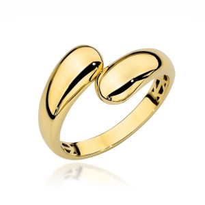Pierścionek złoty połączone łezki próba 585 gładki polerowany