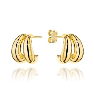 Kolczyki złote podwójnie zaokrąglone na sztyfcie 585