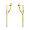 Kolczyki złote pręcik z cyrkoniami na angielskim zapięciu próba 585