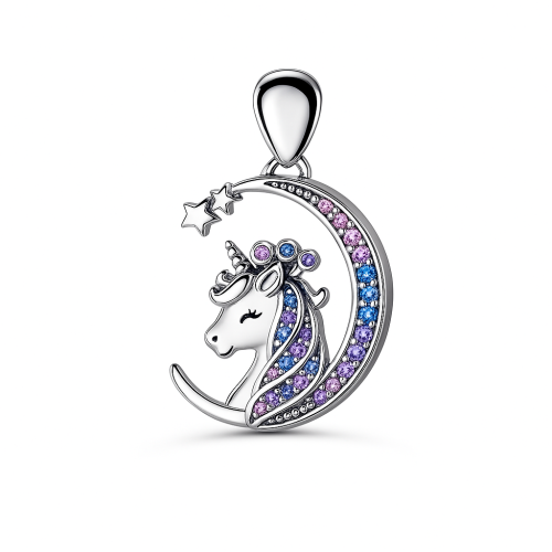 Zawieszka srebrna dla dziewczynki jednorożec z cyrkoniami rodowana 925.png