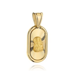 Medalik Matka Boska Częstochowska w diamentowanym owalu z gładką ramką 585