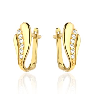 Kolczyki złota falka z rzędem cyrkonii próba 585