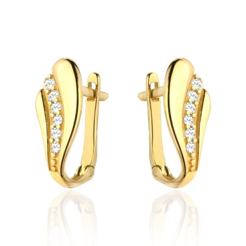 Kolczyki złota falka z rzędem cyrkonii próba 585