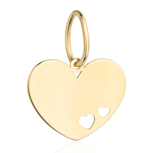 Zawieszka złote gładkie serce z małymi serduszkami 585
