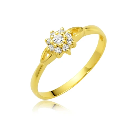 Pierścionek złoty z cyrkoniami kwiatek 585