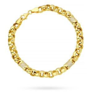 Bransoletka złota splot rolo wysadzany kamieniami 585