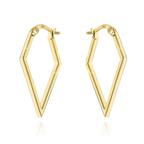 Kolczyki złote gładkie w kształcie rombu próba 585