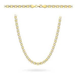 Naszyjnik złoty z kolekcji "PIATTO" w dwóch kolorach złota zdobiony diamentowaniem 585