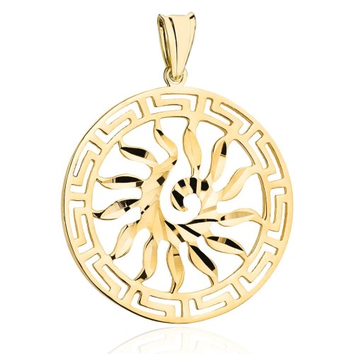 Zawieszka złota słońce z greckim wzorem 585