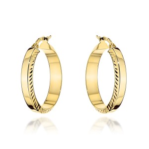 Kolczyki złote koła z diamentowanymi brzegami