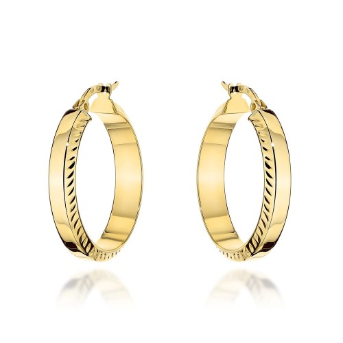 Kolczyki złote koła z diamentowanymi brzegami