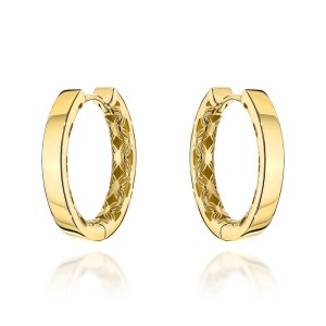 Kolczyki złote kółka gładkie wewnętrznie zdobione ażurem