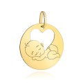 Zawieszka złota kółeczko z sercem i maluszek próba 585