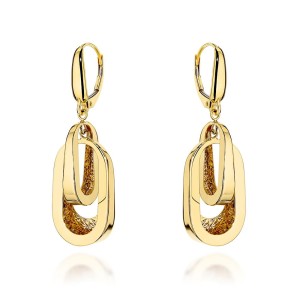 Kolczyki złote podwójne ażurowane owale