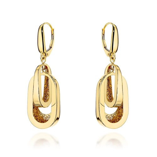 Kolczyki złote podwójne ażurowane owale