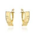 Kolczyki złote z diamentowanymi poprzecznymi paskami