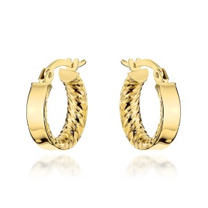 Kolczyki złote kółka wewnętrznie żłobione