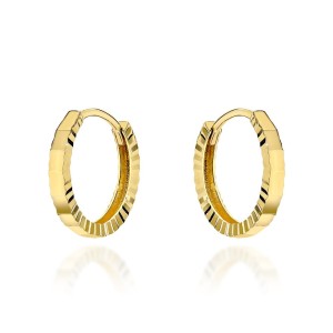 Kolczyki złote małe kółeczka zdobione diamentowaniem