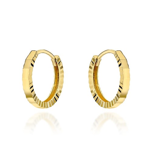 Kolczyki złote małe kółeczka zdobione diamentowaniem