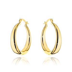 Kolczyki złote koła z szeroką szyną na angielskim zapięciu średnie 585