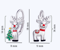 Kolczyki srebrne dla dziewczynki renifer i choinka/ Kolczyki świąteczne próba 925