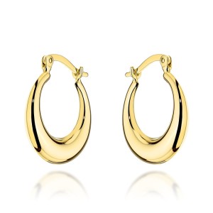 Kolczyki złote koła z zaokrągloną szyną na angielskim zapięciu 585