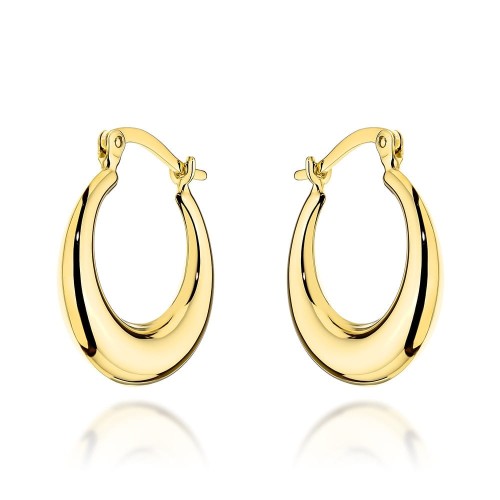 Kolczyki złote koła z zaokrągloną szyną na angielskim zapięciu 585