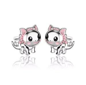 Kolczyki srebrne aksolotl dla dziewczynki smok wodny sztyft 925