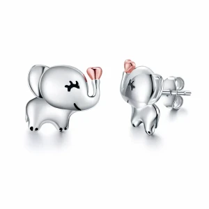 Kolczyki srebrne słoniki dla dziewczynki rodowane 925 sztyft