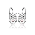 Kolczyki srebrne dla dziewczynki Sowy z serduszkiem angielskie 925.webp