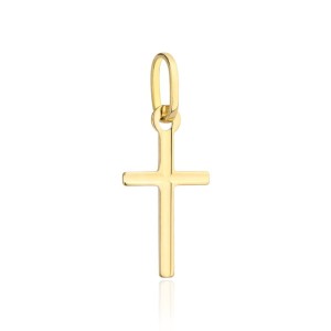 Złoty krzyżyk delikatny żłobiony mały klasyczny gładki 585