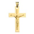Krzyżyk złoty z Jezusem zdobiony satynowaniem próba 585