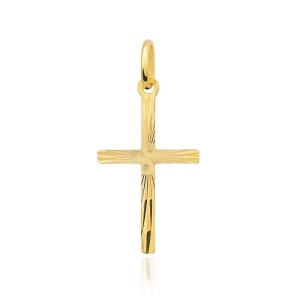 Krzyżyk złoty diamentowany mały próba 585 / Chrzest, Komunia