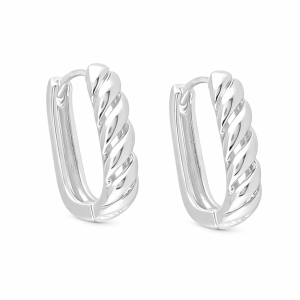 Kolczyki srebrne elipsy owalne falowane ze stali szlachetnej