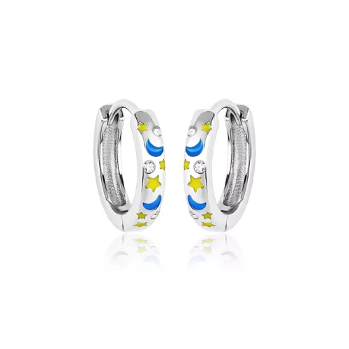 Kolczyki srebrne dla dziewczynki kółeczka księżyc 11 mm zatrzask