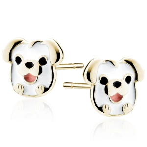 Kolczyki srebrne dla dziewczynki pieski srebro pozłacane sztyft