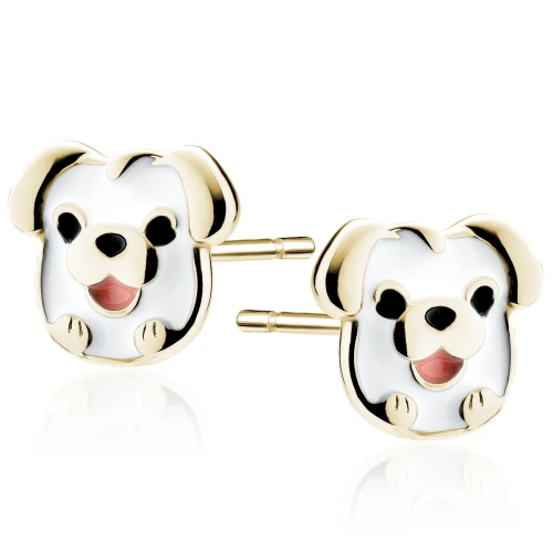 Kolczyki srebrne dla dziewczynki pieski srebro pozłacane sztyft