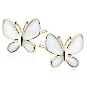 Kolczyki srebrne motylki srebro pozłacane sztyft