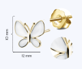 Kolczyki srebrne białe motylki srebro pozłacane dla dzieci