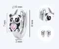 Kolczyki srebrne kółka Panda z serduszkiem dla dziewczynki
