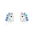 Kolczyki srebrne dla dziewczynki dinozaury z cyrkoniami sztyft