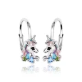 Kolczyki srebrne dla dzieci Jednorożce z cyrkoniami angielskie