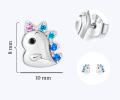 Kolczyki srebrne dla dziewczynki dinozaury z cyrkoniami sztyft