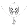 Komplet biżuterii srebrnej Anioł kolczyki i zawieszka rodowany 925