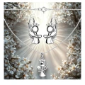 Komplet biżuterii srebrnej Anioł kolczyki i zawieszka rodowany 925