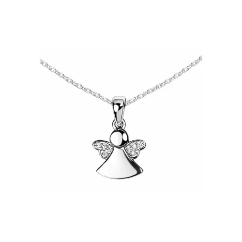 Srebrna zawieszka rodowana Aniołek dla dziewczynki na Chrzest, Komunia