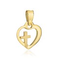 Zawieszka złota serce z krzyżykiem