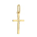 Krzyżyk złoty żłobiony z diamentowaniem duży